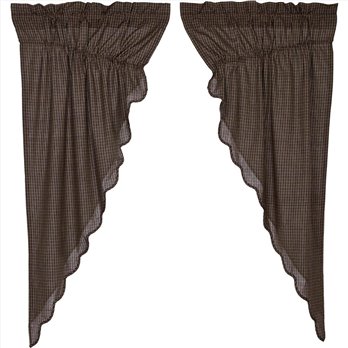 Kettle Grove Plaid Prairie Short Panel Scalloped Set of 2 63x36x18