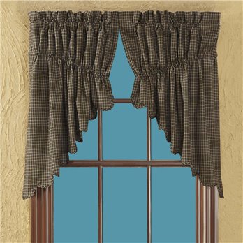 Kettle Grove Plaid Prairie Swag Scalloped Set of 2 36x36x18