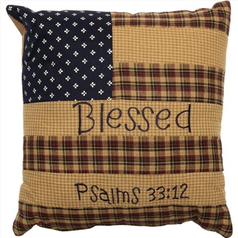 Patriotic Patch Pillow Blessed 10x10