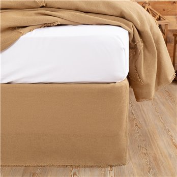 Burlap Natural Fringed King Bed Skirt 78x80x16