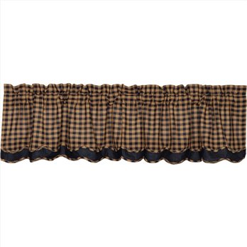 Navy Check Scalloped Layered Valance 16x72