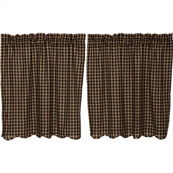 Black Check Scalloped Tier Set of 2 L36xW36