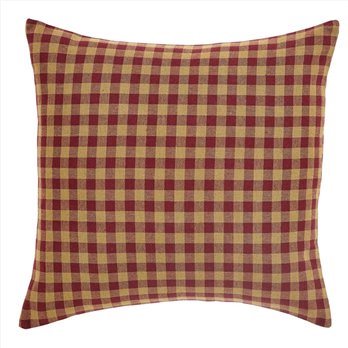 Burgundy Check Fabric Pillow 16x16