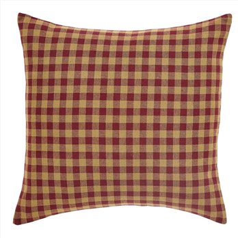 Burgundy Check Fabric Pillow 16x16