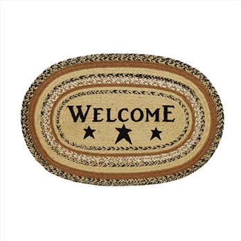 Kettle Grove Jute Rug Oval Stencil Welcome 20x30