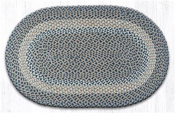 Blue/Natural Oval Braided Rug 27"x45"