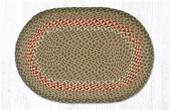 Green/Burgundy Oval Braided Rug 20"x30"