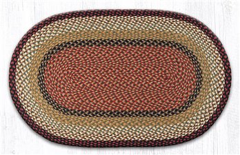 Burgundy/Mustard Oval Braided Rug 27"x45"