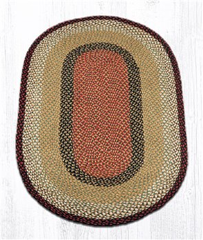 Burgundy/Mustard Oval Braided Rug 2'x8'