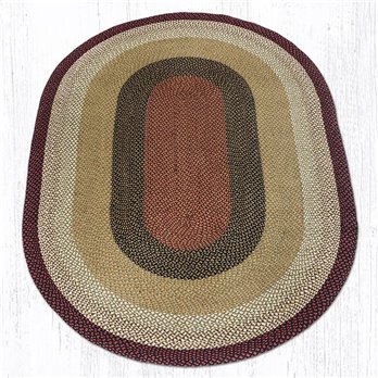 Burgundy/Mustard Oval Braided Rug 6'x9'