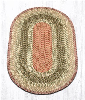 Olive/Burgundy/Gray Oval Braided Rug 3'x5'