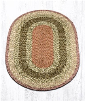 Olive/Burgundy/Gray Oval Braided Rug 4'x6'