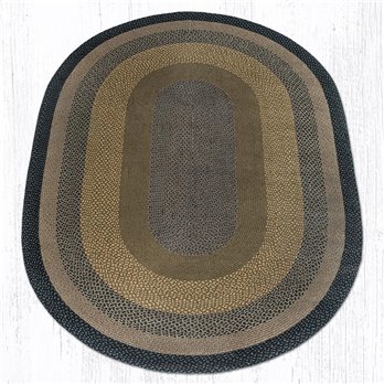 Brown/Black/Charcoal Oval Braided Rug 6'x9'