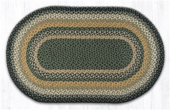 Black/Mustard/Cream Oval Braided Rug 27"x45"