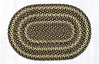 Ebony/Ivory/Chocolate Oval Braided Rug 20"x30"