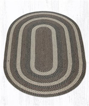 Ebony/Ivory/Chocolate Oval Braided Rug 5'x8'