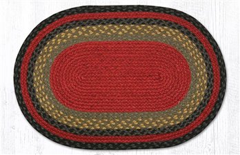 Burgundy/Olive/Charcoal Oval Braided Rug 20"x30"