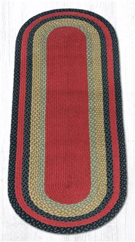 Burgundy/Olive/Charcoal Oval Braided Rug 2'x6'