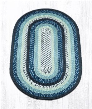 Blueberry/Cream Oval Braided Rug 3'x5'