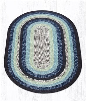 Blueberry/Cream Oval Braided Rug 5'x8'