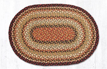 Burgundy/Mustard/Ivory Oval Braided Rug 20"x30"