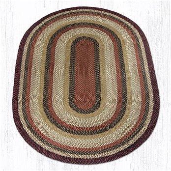 Burgundy/Mustard/Ivory Oval Braided Rug 6'x9'