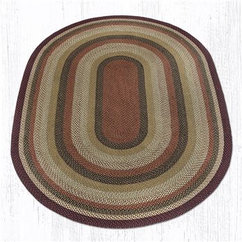 Burgundy/Mustard/Ivory Oval Braided Rug 8'x11'