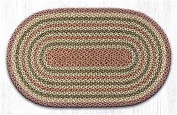 Olive/Burgundy/Gray Oval Braided Rug 27"x45"