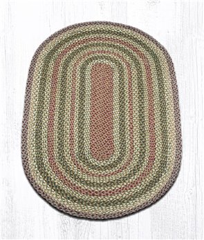 Olive/Burgundy/Gray Oval Braided Rug 3'x5'