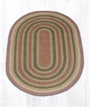 Olive/Burgundy/Gray Oval Braided Rug 4'x6'