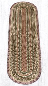 Olive/Burgundy/Gray Oval Braided Rug 2'x8'