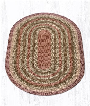 Olive/Burgundy/Gray Oval Braided Rug 5'x8'