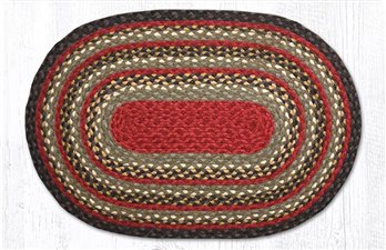 Burgundy/Olive/Charcoal Oval Braided Rug 20"x30"