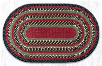 Burgundy/Olive/Charcoal Oval Braided Rug 27"x45"