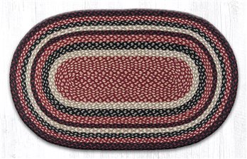 Burgundy/Black/Tan Oval Braided Rug 27"x45"