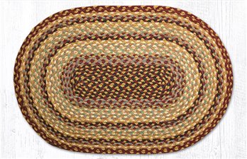 Burgundy/Gray/Cream/Mustard Oval Braided Rug 20"x30"