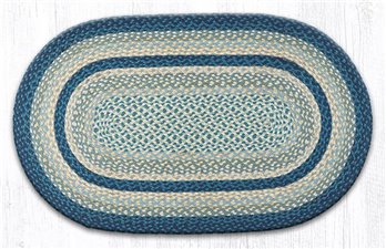 Breezy Blue/Taupe/Ivory Oval Braided Rug 27"x45"