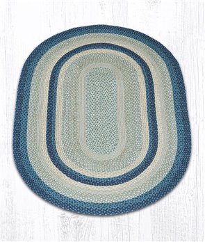 Breezy Blue/Taupe/Ivory Oval Braided Rug 4'x6'