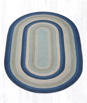 Breezy Blue/Taupe/Ivory Oval Braided Rug 5'x8'