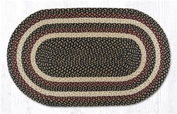 Burgundy/Black/Dijon Oval Braided Rug 27"x45"