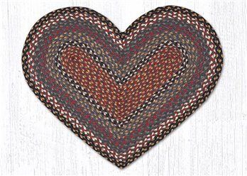 Burgundy/Blue/Gray Heart Shaped Braided Rug 20"x30"