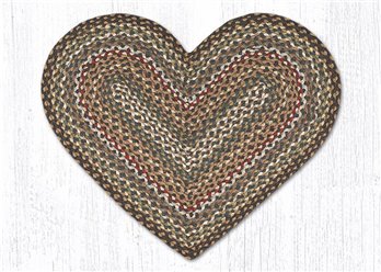 Fir/Ivory Heart Shaped Braided Rug 20"x30"