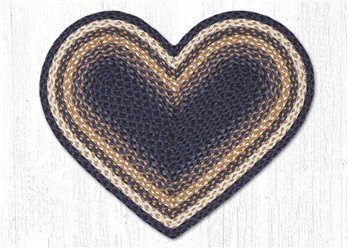 Lt. Blue/Dk. Blue/Mustard Heart Shaped Braided Rug 20"x30"