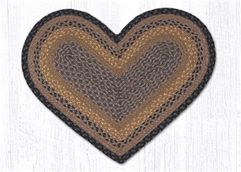 Brown/Black/Charcoal Heart Shaped Braided Rug 20"x30"
