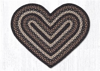 Mocha/Frappuccino Heart Shaped Braided Rug 20"x30"