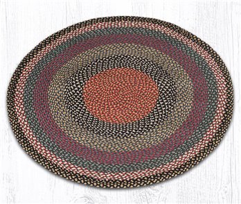 Burgundy/Blue/Gray Round Braided Rug 4'x4'