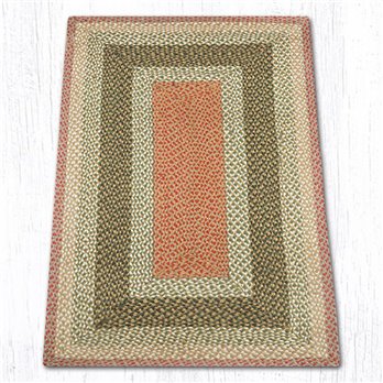 Olive/Burgundy/Gray Rectangular Braided Rug 3'x5'