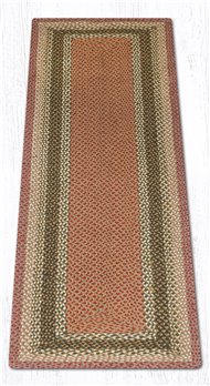 Olive/Burgundy/Gray Rectangular Braided Rug 2'x6'