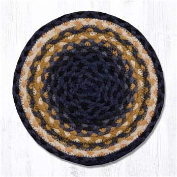 Lt. Blue/Dk. Blue/Mustard Round Braided Swatch 10"x10"