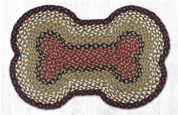 Burgundy/Mustard Large Braided Dog Bone Shaped Rug 18"x28"